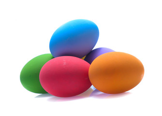 Perfect colorful handmade easter eggs isolated on a white