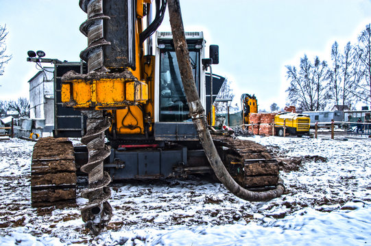 Piling equipment: a drilling rig for drilling piles. Crawler Drilling. Belarus. Salihorsk.