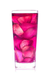 Glass of red grape juice with fruit isolated on white