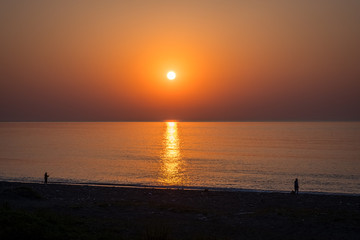 A typical Japanese glowing orange sunset