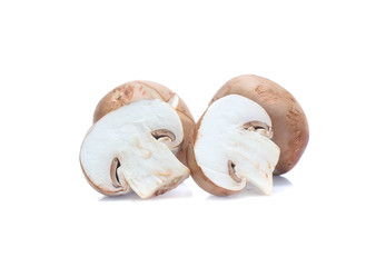 Fresh champignon mushrooms isolated on white