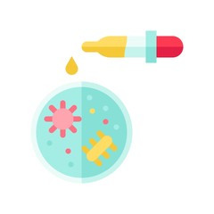 corona virus related vaccine drop on virus vector in flat style,