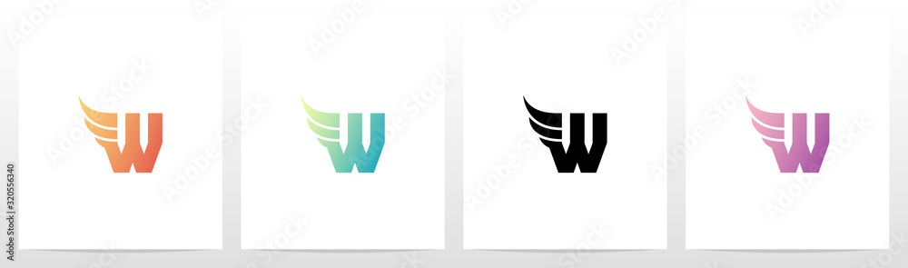 Wall mural Small Wing On Letter Logo Design W - Wall murals