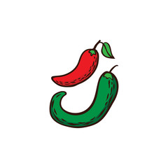 chili vegetable vector illustration hand drawn