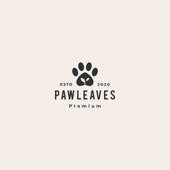 paw leaf organic pet food logo vector icon illustration hipster vintage retro © gaga vastard