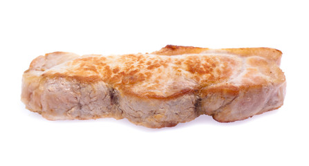 roasted pork slices isolated on white background