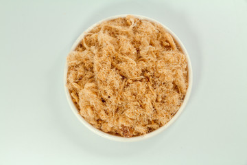 shredded pork with white background