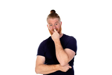 Obraz premium Red haired man with long beard thinking