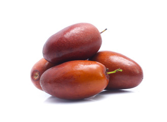 Jujube fruits close up on white