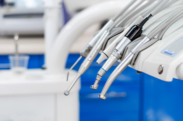 Dental tools on a rack in the office.