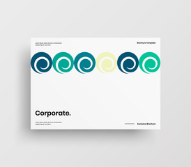 Creative business presentation vector A4 horizontal orientation front page mock up. Modern corporate report cover abstract geometric illustration design layout. Company identity brochure template.