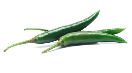 green chili pepper on white background