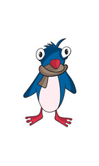 Cartoon penguin. Vector illustration on a white background.