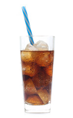 Cola in a glass isolated on white