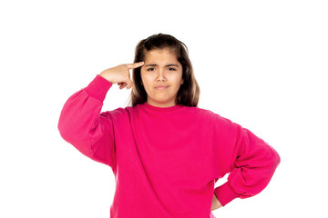 Preteen girl with pink jersey