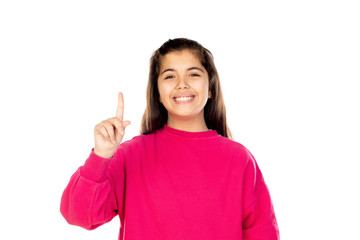 Preteen girl with pink jersey