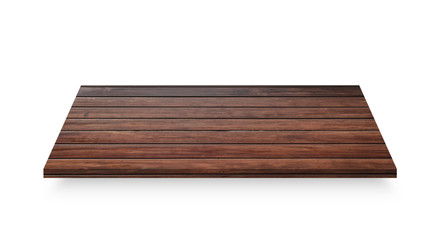 Wooden desk isolated on white background. Object with clipping path