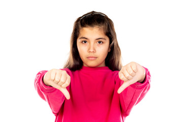 Preteen girl with pink jersey