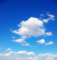 Blue sky background with tiny clouds
