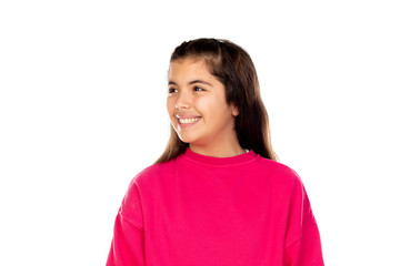 Preteen girl with pink jersey