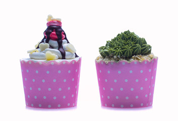 Fototapeta na wymiar colorful cupcakes isolated on a white background