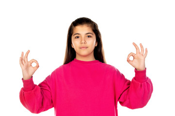 Preteen girl with pink jersey