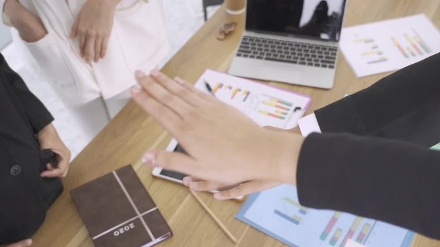 group business people hands were collaboration to trust in business success concept of teamwork partnership in company