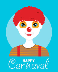 Clown Carnival Poster. Isolated vector