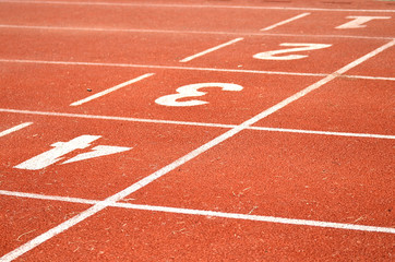Partial close up of plastic runway with number
