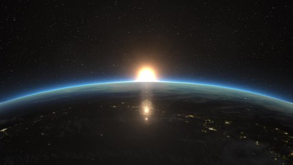 Beautiful view of the Sun rising over Planet Earth. Elements of this 3D animation were furnished by NASA. - Powered by Adobe