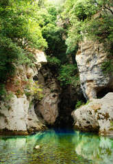 Resurgence of Sammaro River near Roscigno in Campania, italy