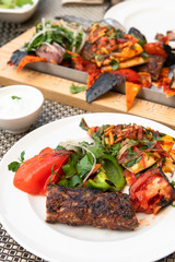 Kebab - traditional Turkish dish. Cooked on fire