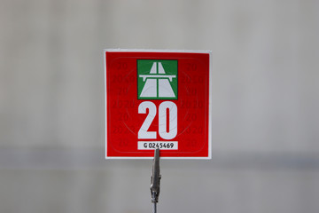 New 2020 Swiss motorway permit sticker. Neue Autobahnvignette der Schweiz, 2020.