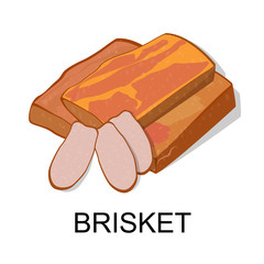 brisket. Collection of meat products. Vector illustration.