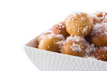 Carnival fritters or buñuelos de viento for holy week isolated on white background