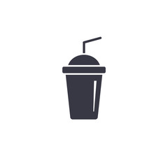 milkshake outline icon, refreshing beverage glass symbol, plastic cup with straw and cup