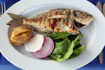 Griled fish on a plate
