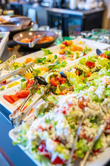 Luxury Brunch Concept in the Restaurant or Hotel, Different Kind of Food for Breakfast or Lunch