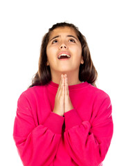 Preteen girl with pink jersey
