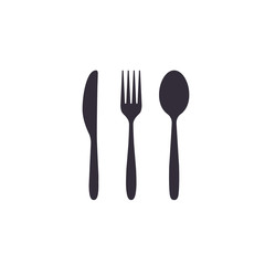 Knife, fork and spoon icon, Vector isolated flat design set