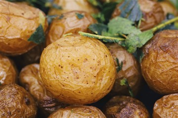 Baked potatoes with beautiful textures