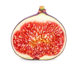Fresh fig half fruit isolated on white background