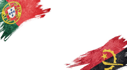 Flags of Portugal and Angola on white background