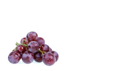 copy space red grapes isolated on white background