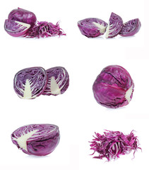 set red cabbage isolated on white