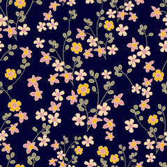 Fototapeta na wymiar Floral print with abstract chamomiles.