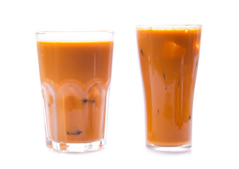 Iced Thai milk tea in glasses (thailand)