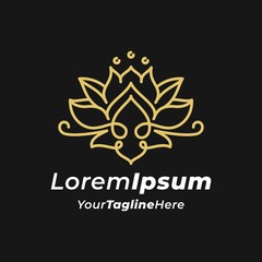 Luxury Monogram Lotus Flower Logo Template