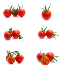 collection of tomatoes isolated on the white background