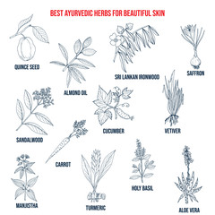 Collection of best ayurvedic herbs for beautiful skin